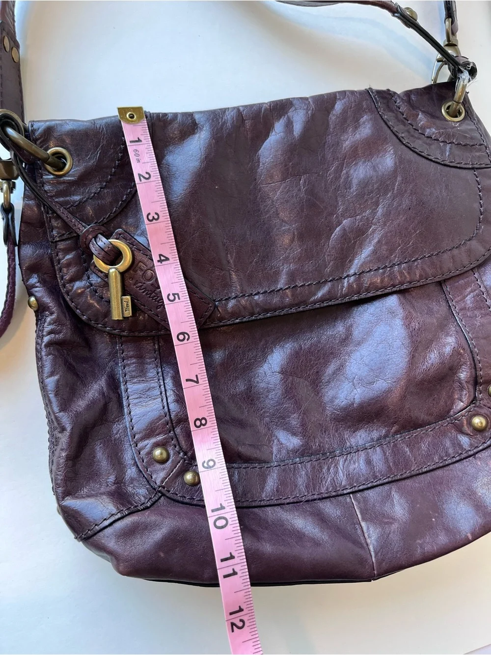 Vintage Fossil Dark Plum Messenger Boho Bag